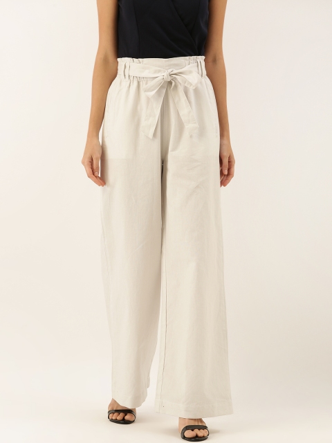 

Moda Rapido Women Off-White Regular Fit Solid Parallel Trousers