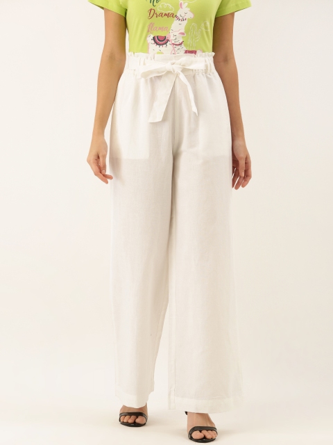 

Moda Rapido Women Off-White Regular Fit Solid Parallel Trousers