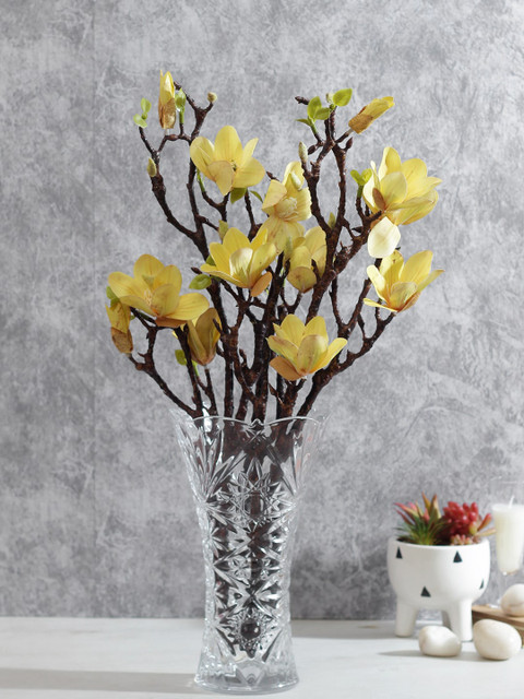 

TAYHAA Set of 2 Yellow & Brown Magnolia Artificial Flower Stems