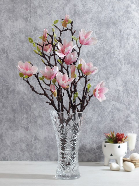 

TAYHAA Set Of 2 Pink & Brown Artificial Magnolia Flower Stems