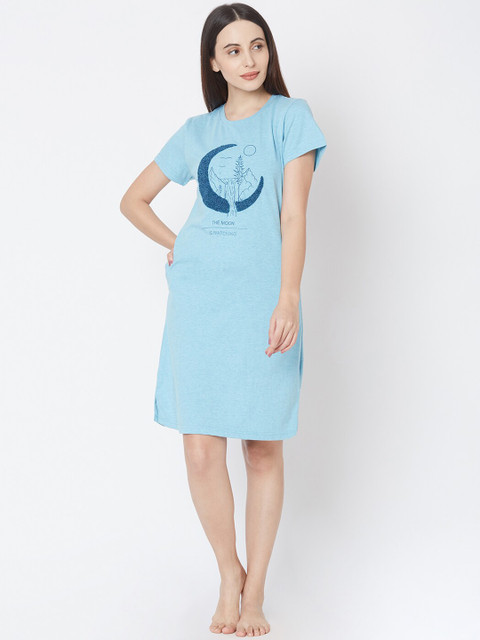 

Sweet Dreams Blue Printed Nightdress
