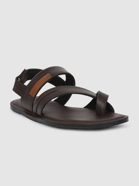 

Mast & Harbour Men Brown Solid Leather Comfort Sandals