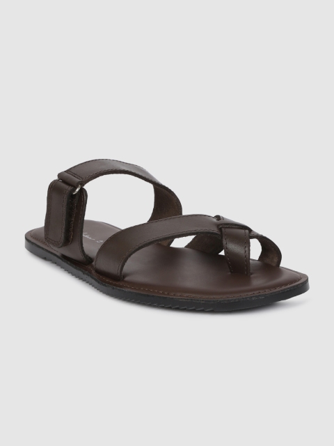 

Mast & Harbour Men Brown Solid Leather Comfort Sandals
