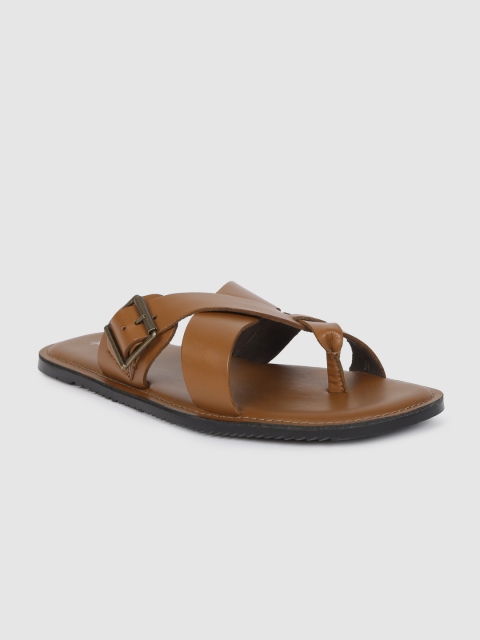 

Mast & Harbour Men Tan Brown Solid Leather Comfort Sandals