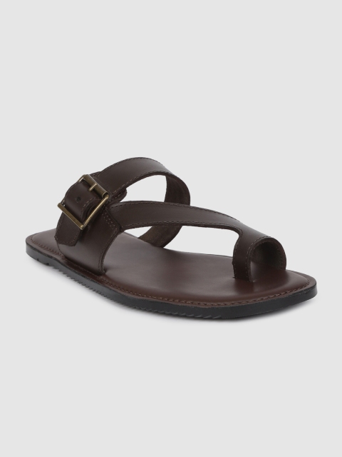 

Mast & Harbour Men Brown Solid Leather Comfort Sandals