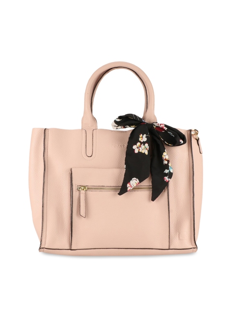 

Favore Pink Solid Handheld Bag With Scarf