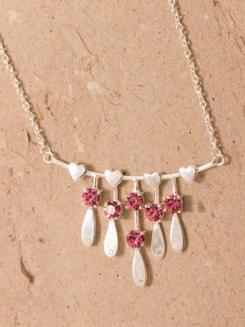 

Voylla Class of 2016 Silver-Plated CZ-Studded Necklace