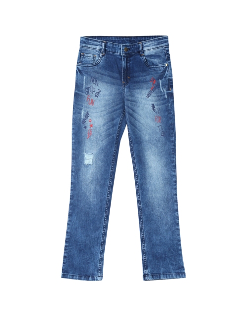 

Flying Machine Boys Blue Regular Fit Mid-Rise Mildly Distressed Stretchable Jeans