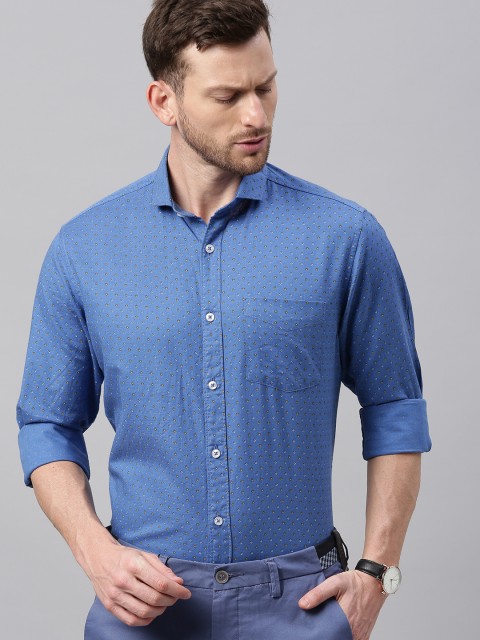 

TrueModa Men Blue Slim Fit Printed Smart Casual Shirt