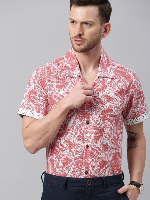 

TrueModa Men Red & White Smart Slim Fit Printed Casual Shirt