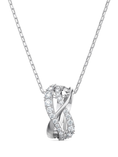 

SWAROVSKI White & Silver Toned Rhodium Plated Twist Rows Pendant