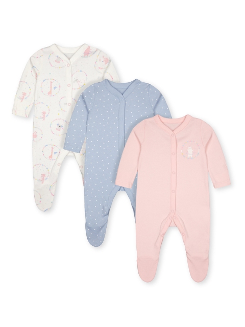

mothercare Infant Girls Set of 3 Sleepsuits, Pink