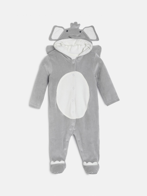 

MINI KLUB Infant Kids Grey Solid Sleepsuit