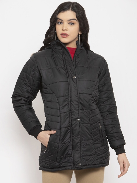 

Baani Creations Women Black Solid Lightweight Padded Jacket