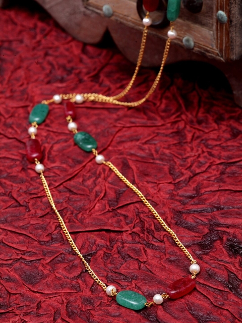 

DUGRISTYLE Gold-Plated & Green Minimal Necklace