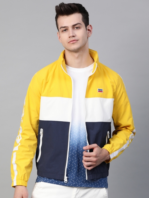 

Levis Men Yellow & White Hooded Colourblocked Tailored Jacket