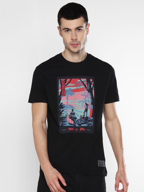 

Levis x Royal Enfield Men Black Printed Round Neck Pure Cotton T-shirt