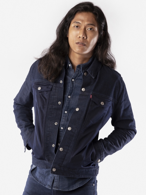 

Levis X Royal Enfield Men Blue Solid Denim Jacket