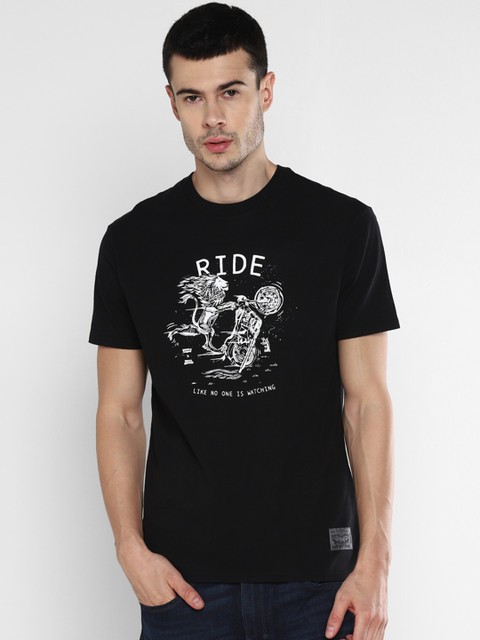 

Levis X Royal Enfield Men Black Graphic Printed Round Neck T-shirt