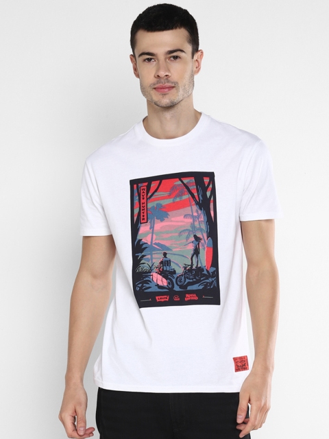 

Levis X Royal Enfield Men White Graphic Printed Round Neck T-shirt