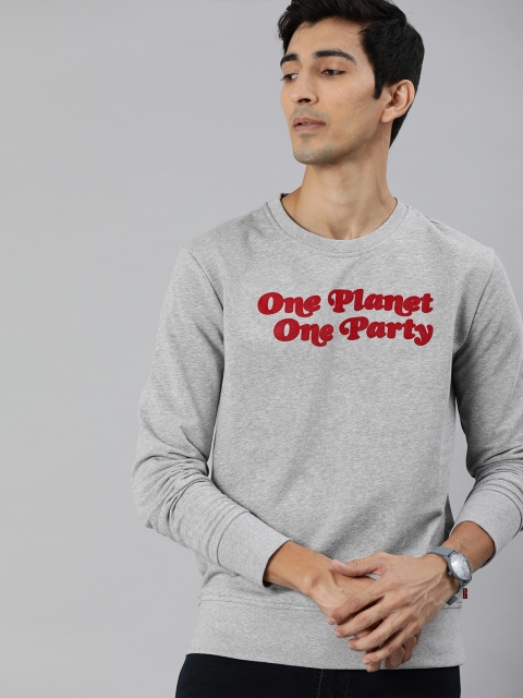

Levis Men Grey Melange Printed Sweatshirt With Applique