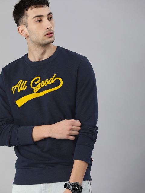 

Levis Men Navy Blue & Yellow Printed Sweatshirt