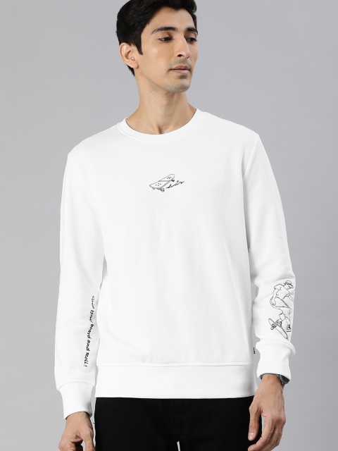 

Levis Men White & Black Printed Sweatshirt