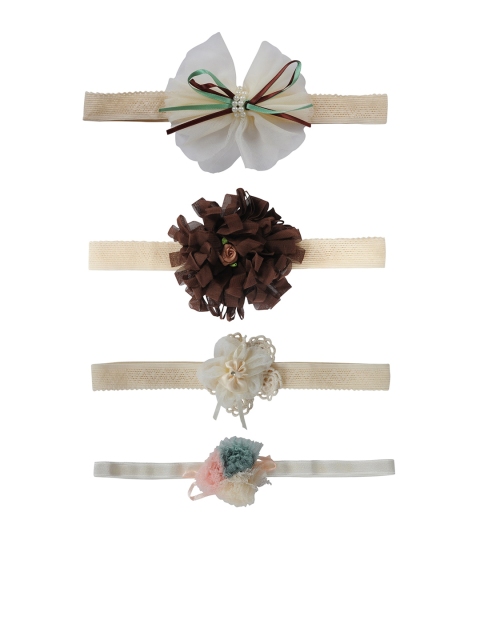 

FUNKRAFTS Girls Set of 4 Embellished Hairbands, Beige