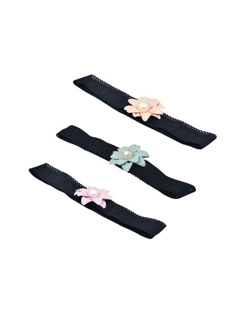 

FUNKRAFTS Girls Set Of 3 Floral Embellished Headbands, Black