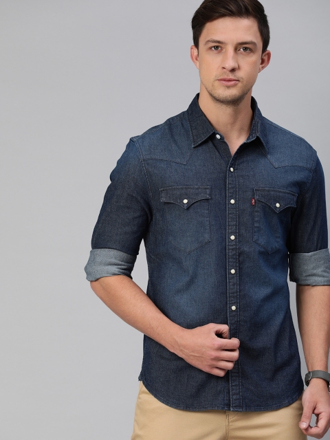 

Levis Men Blue Slim Fit Faded Casual Denim Shirt