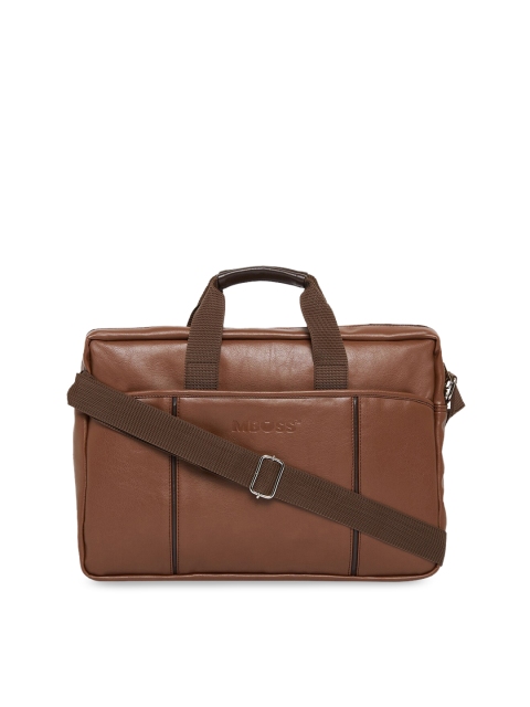 Unisex Tan Brown Solid Messenger Bag
