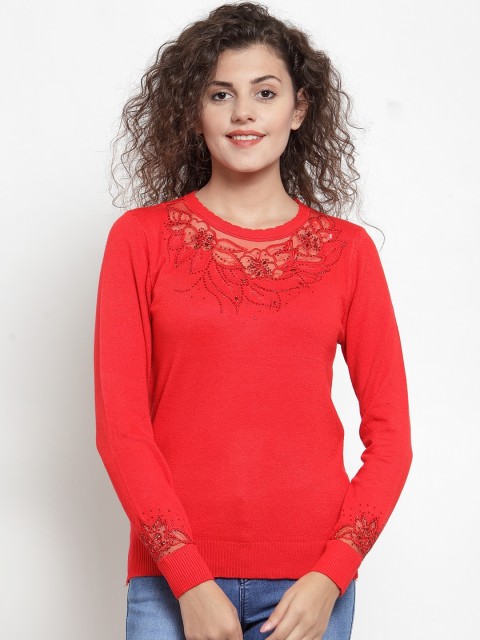 

Global Republic Women Red Solid Pullover