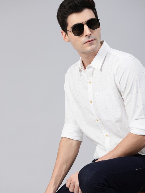 

WROGN Men White Slim Fit Solid Casual Shirt