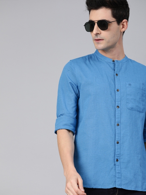 

WROGN Men Blue Slim Fit Solid Casual Shirt