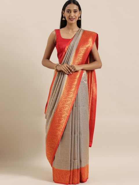 

The Chennai Silks Classicate Grey & Red Silk Blend Woven Design Patola Saree