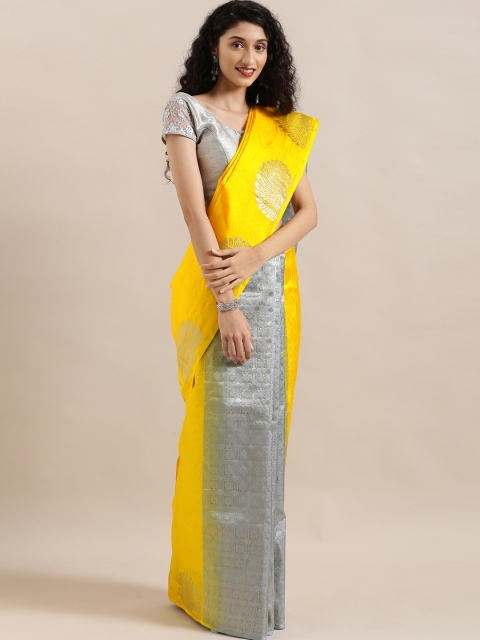 

The Chennai Silks Classicate Yellow Pure Silk Woven Design Kanjeevaram Saree