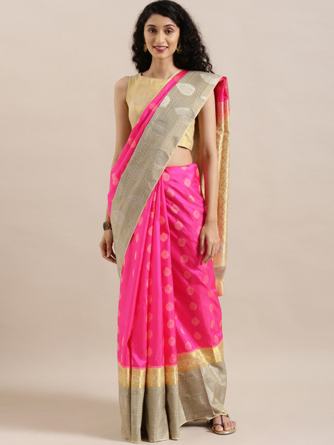 

The Chennai Silks Classicate Pink & Gold-Toned Pure Silk Woven Design Kanjeevaram Saree