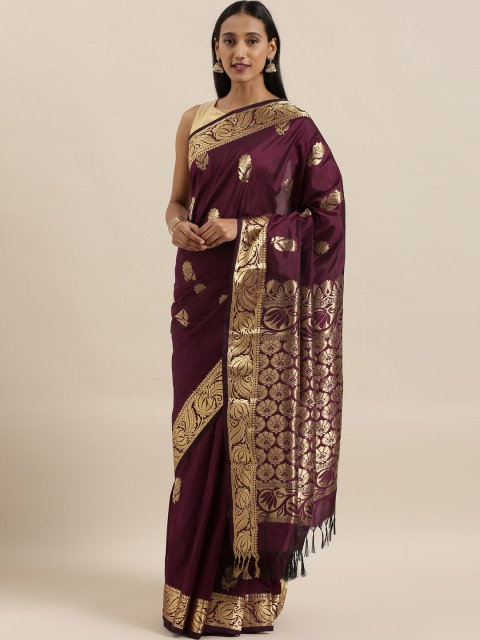 

The Chennai Silks Classicate Burgundy & Golden Pure Silk Woven Design Arani Saree