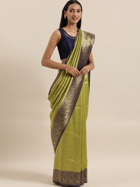 

The Chennai Silks Olive Green Silk Blend Woven Design Patola Saree