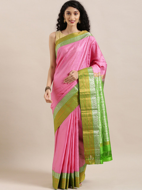 

The Chennai Silks Classicate Pink Pure Silk Woven Design Kanjeevaram Saree