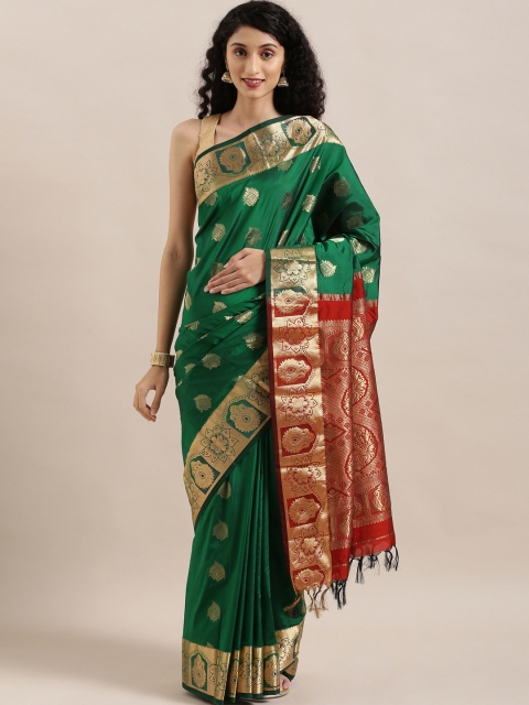 

The Chennai Silks Classicate Green & Gold-Toned Pure Silk Woven Design Arani Saree