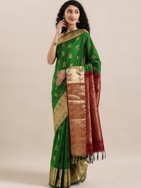 

The Chennai Silks Classicate Green & Gold-Toned Pure Silk Woven Design Arani Saree