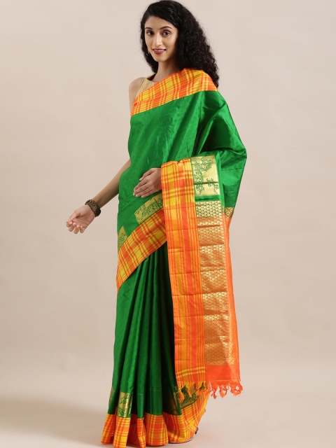 

The Chennai Silks Green Pure Silk Woven Design Kanjeevaram Saree