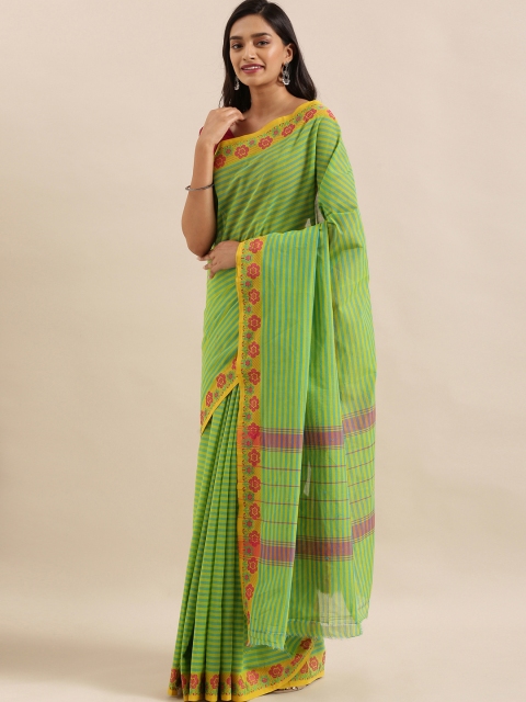 

The Chennai Silks Classicate Green Pure Cotton Woven Design Chettinad Saree