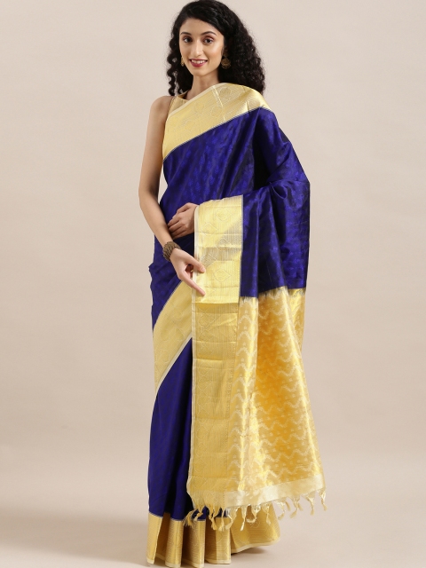 

The Chennai Silks Navy Blue Pure Silk Woven Design Kanjeevaram Saree