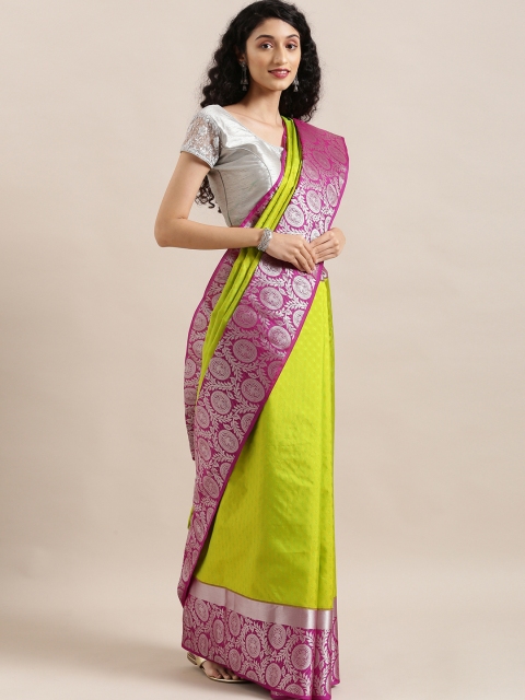 

The Chennai Silks Classicate Lime Green & Pink Pure Silk Woven Design Kanjeevaram Saree
