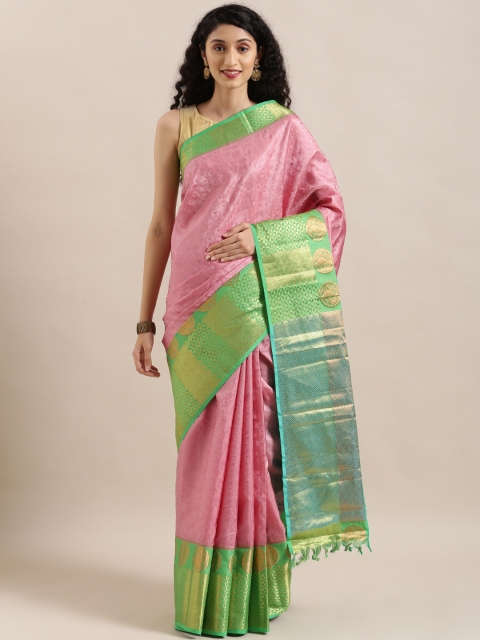 

The Chennai Silks Classicate Pink & Green Pure Silk Woven Design Kanjeevaram Saree