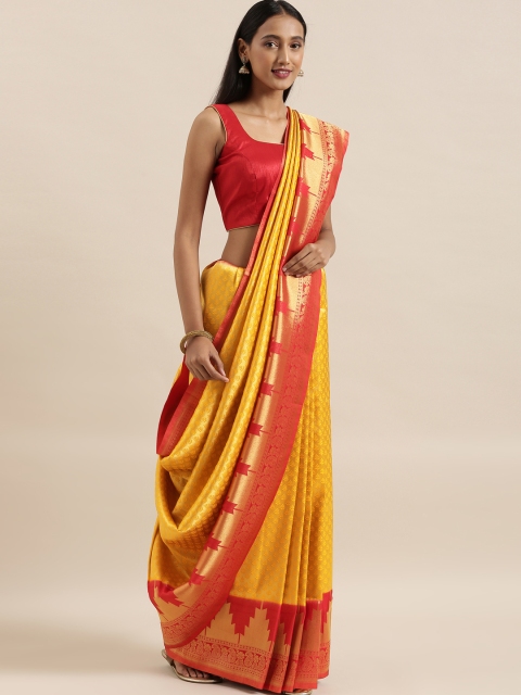 

The Chennai Silks Yellow Silk Blend Woven Design Patola Saree
