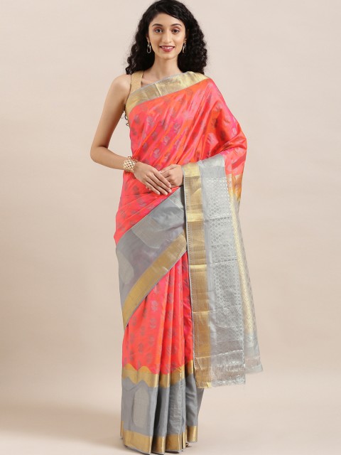 

The Chennai Silks Classicate Red & Grey Pure Silk Woven Design Kanjeevaram Saree