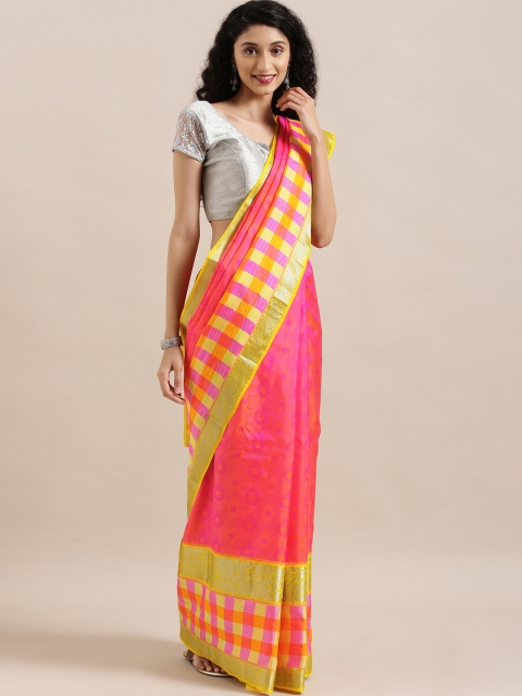 

The Chennai Silks Classicate Pink & Yellow Pure Silk Woven Design Kanjeevaram Saree